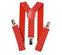 Neel Blue Y Shape Elastic Braces, Metal Clips Suspender, Red & White Dot