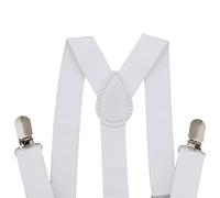 Neel Blue Y Shape Elastic Braces, Metal Clips Suspender, White