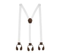 Neel Blue Y Shape Elasticated Suspenders Button Hole Braces, 25mm Wide in White Neel Blue White One Size