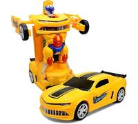 Neel Saanjh 2 In 1 Transformer Car For Kids, Robot Deformation Toy, Led Light Music & Sound Effect, 360° Rotation, Vibrant Colour, Eye Catching Design, (Yellow)