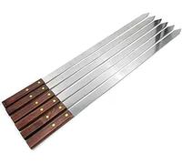Neel Saanjh 6X Flat Kebab Skewers with Wooden Handle, BBQ Skewers, Skewer for Home, Restaurants, Comfortable Grip, Easy Grilling, Perfect for Outdoor Grilling