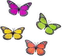 Neel Saanjh Bright Colorful Garden Butterfly Decorations Clips, Effortless Attachment to Plants, Curtains, Flower Pots, Garden Fences, Balconies, Lightweight, Reusable Butterflies, Pack Of 4