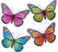 Neel Saanjh Butterfly Decorations Clips, Vibrant Outdoor Garden Wall Art, Weather-Resistant, Lightweight Clip-On Butterflies for Fences, Sheds, Trees & Flower Pots, Pack of 4,