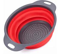 Neel Saanjh Silicone Collapsible Colander Round, Folding Kitchen Strainer with Handles, Space Saving Vegetable Fruit Pasta Drainer, Heat Resistant Food Grade Silicone Colander,