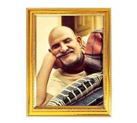 Neem Karoli Baba Indian Baba Photo With Golden Frames Wall Table Pooja Room Home Office 8.3X6.5 Inches