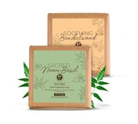 Neem & Sandalwood De-Tan Bath Soap Combo - 125g Each | Cold-Processed Ayurvedic Soaps with Neem Actives & Rakt Chandan | Antibacterial, Anti-Inflammatory| For Body Acne, Tan Removal & Skin Brightening