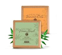 Neem & Turmeric Oats Bath Soap Combo - 125g Each | Cold-Processed Ayurvedic Soaps with Neem & Haldi | Antibacterial, Anti-Inflammatory | For Body Acne, Tan Removal, Scar Reduction & Deep Cleansing