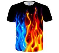 Neemanndy Unisex 3D Colorful Print Graphic Tee Shirts for Men Women and Teens, Flame-lh30, XL