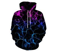 Neemanndy Unisex Colorful Graphic Hoodies 3D Print Cool Sweatshirt Cool Design with Pocket for Men and Women, Blue and Purple, XXL