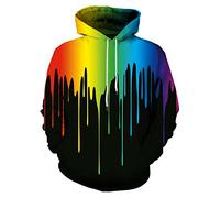 Neemanndy Unisex Colorful Graphic Hoodies 3D Print Cool Sweatshirt Cool Design with Pocket for Men and Women - - Large