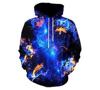 Neemanndy Unisex Graphic Print Hoodies 3D Colorful Novelty Design Long Sleeve Sweaters with Pocket, Blue Galaxy, S