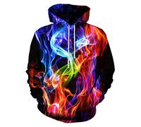 Neemanndy Unisex Graphic Print Hoodies 3D Colorful Novelty Design Long Sleeve Sweaters with Pocket, Colorful Smoke, XXL