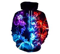 Neemanndy Unisex Graphic Print Hoodies 3D Colorful Novelty Design Long Sleeve Sweaters with Pocket, Colorful Clouds, XXL