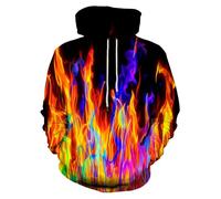 Neemanndy Unisex Graphic Print Hoodies 3D Colorful Novelty Design Long Sleeve Sweaters with Pocket, Fire-zyh, Large