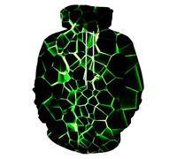 Neemanndy Unisex Graphic Print Hoodies 3D Colorful Novelty Design Long Sleeve Sweaters with Pocket, Green Geometry, S