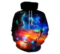 Neemanndy Unisex Graphic Print Hoodies 3D Colorful Novelty Design Long Sleeve Sweaters with Pocket, Nebula, XL