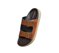 Neeman's PureWhoosh Flow Sandals for Men | Double-Buckle Comfort | Lightweight, Flexible & Stylish Everyday Wear, Tan/Ecru, 6 UK