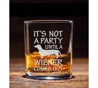 NeeNoNex It's not a Party Until a Wiener Comes Out Great Gift for Funny Dachshund Dog Lover Whiskey Glass - Funny and Sarcastic Gift For Dog Lover