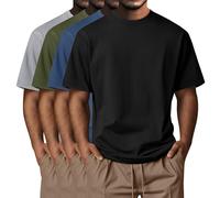 Neer 4 Pack Men's Big and Tall Shirts Summer Cotton Short Sleeve Tee Crew Neck Casual Top Basic Oversize T Shirts(Light Gray, Army Green, Haze Blue, Black,4X-Large)