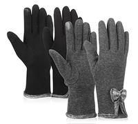 Neer Winter Gloves for Women - Thermal Touchscreen, Full Finger, Windproof, Warm Elegant Driving Gloves - Black and Grey