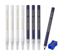 Neerow 8 pcs Tailors Chalk Pencil for Fabric Marking, 8.8 cm Fabric Pencil with Sharpener and Cap, 2 Colors Tailoring Tracing Tools for Sewing, Quilting, Dressmaking, Crafting (Blue, White)