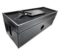 NEET Cable Management Box Large, Computer Cord Organizer, Hide and Conceal, Power Cable Organizer, Computers and Desks, Black Stitched Leather