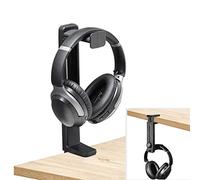 NEETTO HS906 Headphone Stand & Hanger 2 in 1, Above & Under Desk Gaming Headset Holder Mount Hook with Height Adjustable & Rotating Clamp, Earphone Rack with Cable Clip