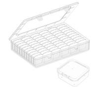 NEETUE Bead Organizer Box, 64 Pcs 2.17 * 2.17 * 0.79 Inch Mini Clear Plastic Brands Storage with Hinged Lid Large Bead Organizer and Craft Storage Boxes for Jewelry, Bracelets, Screws (clear)
