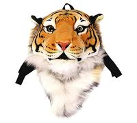 NEEVAS Backpack Stuffed Tiger Head 3D Simulation Personalised Lion Knapsack Shoulders Bag Animal Head Plush Rucksack (Yellow Tiger Head)