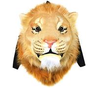 NEEVAS Backpack Stuffed Tiger Head 3D Simulation Personalised Lion Knapsack Shoulders Bag Animal Head Plush Rucksack (Lion Head)