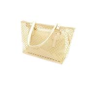 NEEVAS Clear Plastic Transparent Work Tote Shoulder Jelly Beach All Purpose Handbag Girl (Beige)