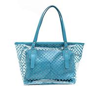 NEEVAS Clear Plastic Transparent Work Tote Shoulder Jelly Beach All Purpose Handbag Girl (Blue)