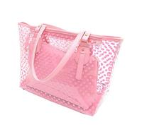 NEEVAS Clear Plastic Transparent Work Tote Shoulder Jelly Beach All Purpose Handbag Girl (Pink)