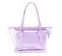 NEEVAS Clear Plastic Transparent Work Tote Shoulder Jelly Beach All Purpose Handbag Girl (Purple)