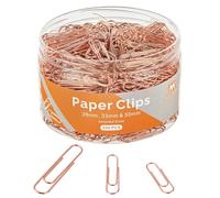 NEEWAY 500pcs Rose Gold Paper Clips Assorted Sizes Small, Medium and Large Paperclips for Paperwork Ideal for Home, School and Office Use