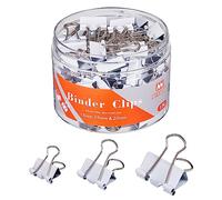 NEEWAY Binder Clips Assorted Sizes, White Binder Clips Set for Office and Home Use - Pack of 100
