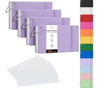 NEEWAY Ruled Index Cards with Ring 3x5 Inches, 200 Count Note Cards Lined, Flash Cards with Rings for Studying, Home and Office (Light Purple)