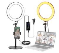NEEWER 10" 20W LED Ring Light with Desk Stand Phone Holder for iPhone Laptop, Bi Color 2900K-7000K, USB C PD Input, CRI97+ 1660LX/0.5m, Selfie Makeup TikTok Recording Video Conference Lighting, RH10B