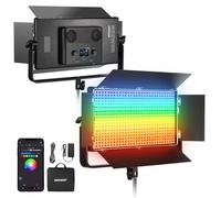 NEEWER 105W RGB LED Panel Video Light Kit with Barn Doors, 1200 LEDs 31500Lux/0.5m 2500K-10000K CRI96+/TLCI97+ Dimmable, APP/2.4G/Panel/DMX Control, Studio Photography Video Recording Lighting, AP100C