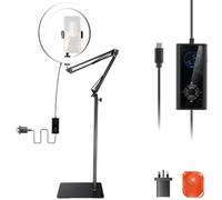 NEEWER 12" 24W High Power LED Ring Light Compatible with iPhone, 60" Overhead Folding Light Stand/Phone Holder Mount for Video Recording Selfie Makeup Streaming, 2900-7000K USB C PD Input CRI97+, RH12