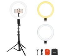 NEEWER 12" Selfie Ring Light with App Control/Remote/Tripod Stand, 3200mAh LED Bi Color CRI95 2900K-7000K Ringlight Circle Lighting Compatible with iPhone Vlog Makeup Studio Video Recording, RB12B