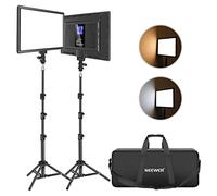 Neewer LED Video Lighting Kit with 70inch Light Stand, 2-Pack 384 LED Soft Video Light, Built-in Lithium Battery 3200K-4500K CRI 97+ Ultra-thin On Camera Light Panel for YouTube Photography Shooting