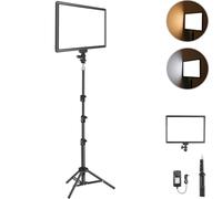 NEEWER 13" LED Video Light Panel, Studio Lighting Kit with Tripod Stand, Dimmable Bi Color Photo Key Light for Streaming Photography Podcast Recording, 3200-5600K CRI97+ 2400Lux/0.5m 8000mAh, NL-192AI