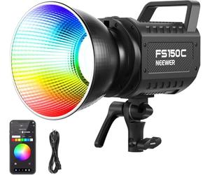NEEWER 130W RGB LED Light App/Control 2.4G 17 Effects, 2500-7500K 19800lux/1m COB Continuous Lighting Output with CRI97/TLCI98 4 Curves Dimming, Spot Bowens Mount in Studio, FS150C