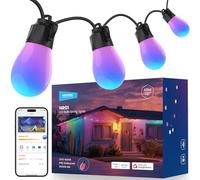 NEEWER 144ft Outdoor String Lights, App Control Smart AI RGBW Dimmable Patio Balcony Backyard Outside Hanging Lighting, IP65 Waterproof, 45 LED Bulbs, 50+ Scenes, Compatible with Alexa Google, NR01
