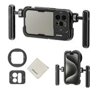 NEEWER 15 Pro Cage Video Rig with Dual Handles, Quick Release 67mm Filter Adapter, 17mm Lens Backplane, Cleaning Cloth, Aluminum Phone Case for iPhone Stabilizer for Video Recording Filmmaking, PA023K