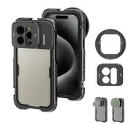 Neewer 15 Pro Max Cage Video Rig with Snap On 67mm Filter Adapter, 17mm Threaded Lens Backplane, Anti Off Cold Shoes, Tripod Mount, Aluminum Case Kit for iPhone Stabilizer for Video Recording, PA024