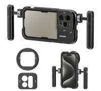 NEEWER 15 Pro Max Phone Cage Video Rig with Dual Handles Compatible with iPhone 15 Pro Max, Metal 67mm Filter Adapter, 17mm Lens Backplane, Phone Rig Smartphone Stabilizer for Video Recording, PA024K