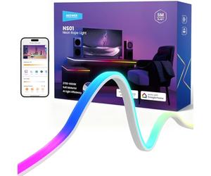 NEEWER 16.4ft/5m LED Strip Lights Front Lit, Smart AI App Control RGB IC Cuttable Neon Rope Light Color Change for Bedroom Gaming Room Home Indoor Wall Decor, Compatible with Google and Alexa, NS01