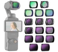 NEEWER 16 Pack ND Filter Set Compatible with DJI Osmo Pocket 4 & Pocket 3, ND8 ND16 ND32 ND64 ND128 ND256 ND1000 ND8/PL ND16/PL ND32/PL ND64/PL Black Diffusion 1/4 1/8 UV Light Pollution CPL, FL-B06